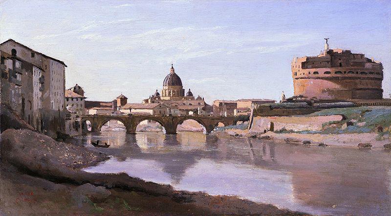 Jean-Baptiste-Camille Corot The Bridge and Castel Sant'Angelo with the Cuploa of St. Peter's oil painting picture
